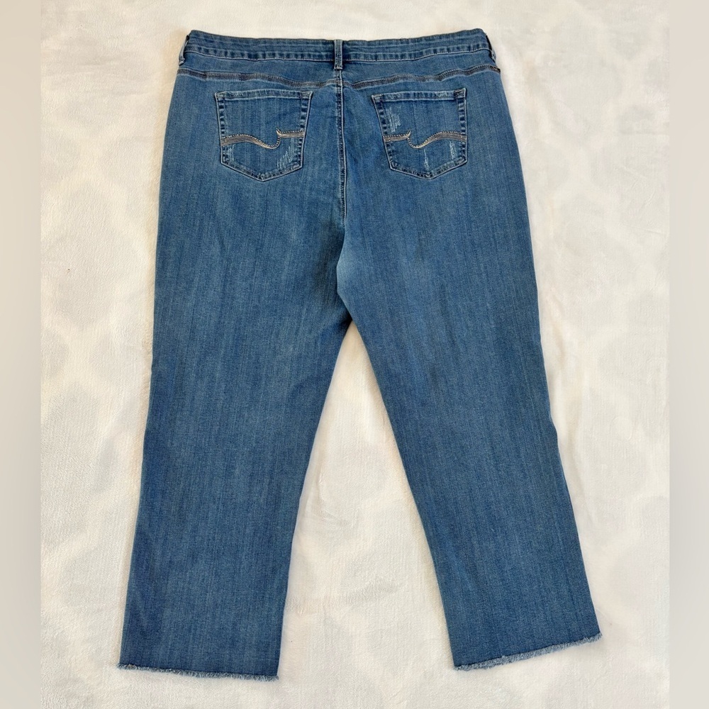 DG2 by Diane Gilman Distressed Lace Patch Straight Leg Jeans - 20W - Picture 2 of 16